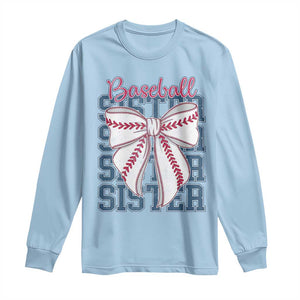 Baseball Sister Long Sleeve Shirt Coquette Bow Biggest Fan Sport Lovers Girl TS10 Light Blue Print Your Wear