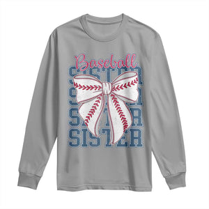 Baseball Sister Long Sleeve Shirt Coquette Bow Biggest Fan Sport Lovers Girl TS10 Sport Gray Print Your Wear