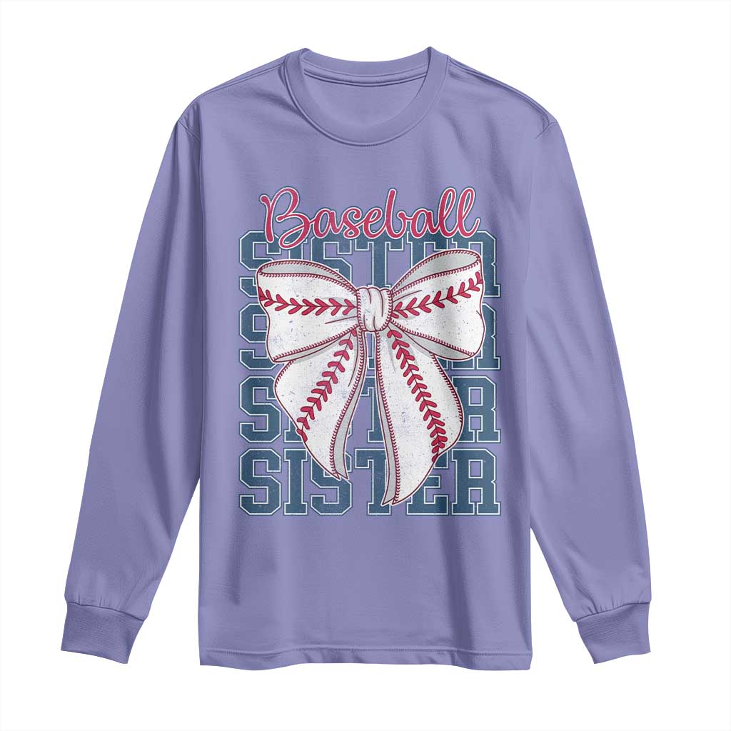 Baseball Sister Long Sleeve Shirt Coquette Bow Biggest Fan Sport Lovers Girl TS10 Violet Print Your Wear