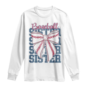 Baseball Sister Long Sleeve Shirt Coquette Bow Biggest Fan Sport Lovers Girl TS10 White Print Your Wear