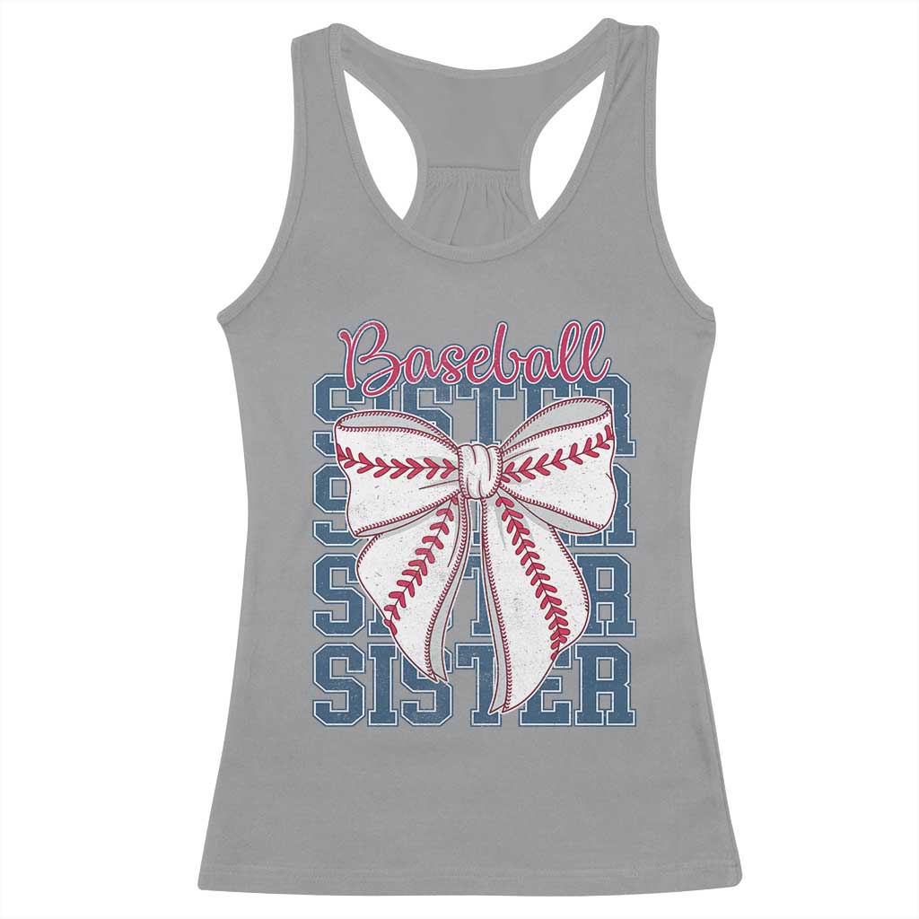 Baseball Sister Racerback Tank Top Coquette Bow Biggest Fan Sport Lovers Girl TS10 Sport Gray Print Your Wear