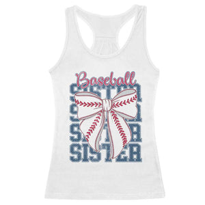 Baseball Sister Racerback Tank Top Coquette Bow Biggest Fan Sport Lovers Girl TS10 White Print Your Wear