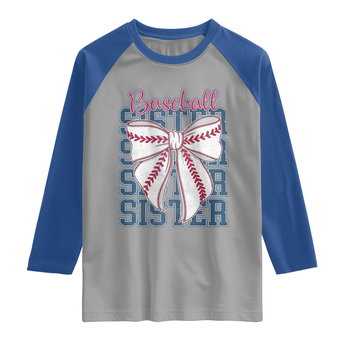 Baseball Sister Raglan Shirt Coquette Bow Biggest Fan Sport Lovers Girl TS10 Sport Gray Royal Print Your Wear