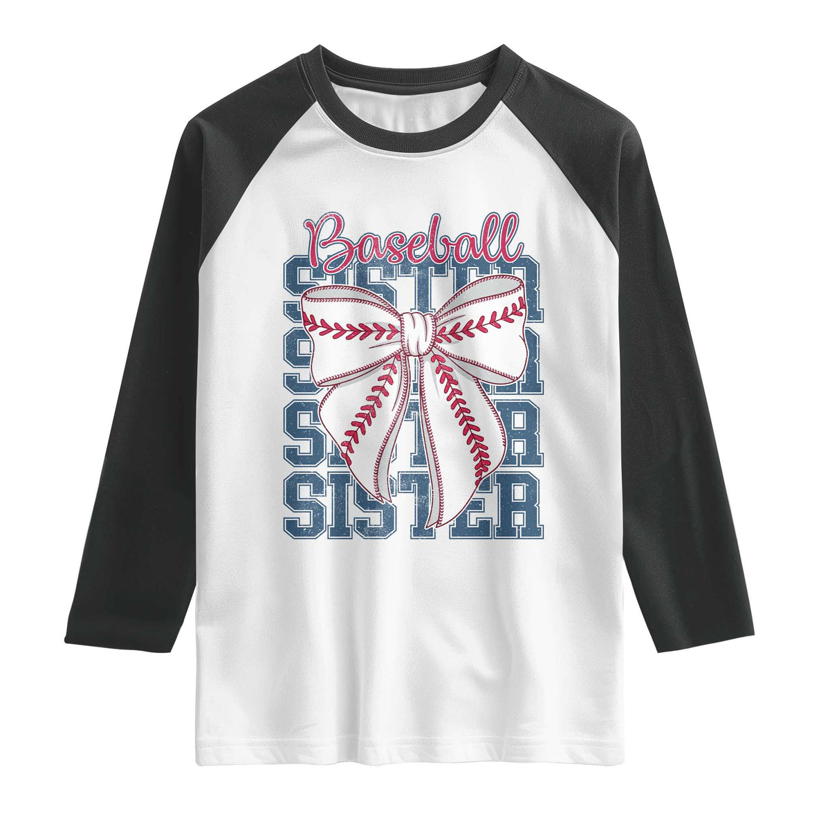 Baseball Sister Raglan Shirt Coquette Bow Biggest Fan Sport Lovers Girl TS10 White Black Print Your Wear