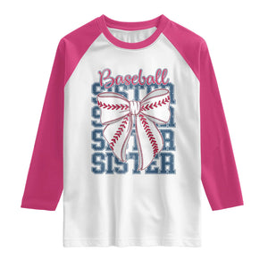Baseball Sister Raglan Shirt Coquette Bow Biggest Fan Sport Lovers Girl TS10 White Heliconia Print Your Wear