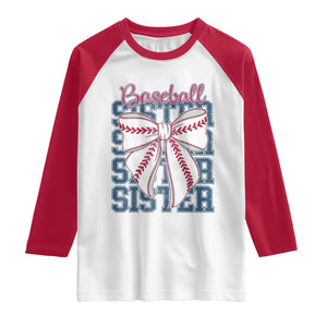 Baseball Sister Raglan Shirt Coquette Bow Biggest Fan Sport Lovers Girl TS10 White Red Print Your Wear