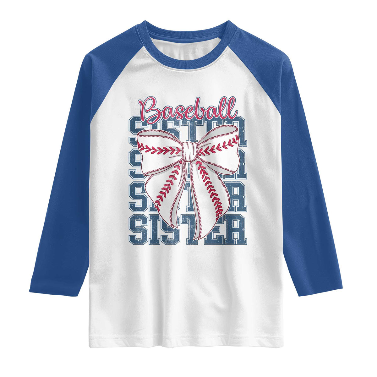 Baseball Sister Raglan Shirt Coquette Bow Biggest Fan Sport Lovers Girl TS10 White Royal Print Your Wear