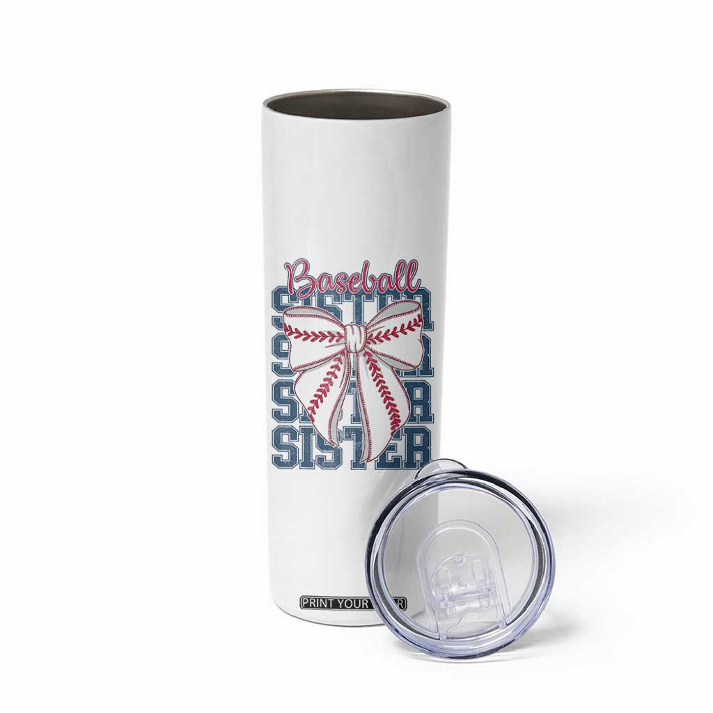 Baseball Sister Skinny Tumbler Coquette Bow Biggest Fan Sport Lovers Girl TS10 Print Your Wear