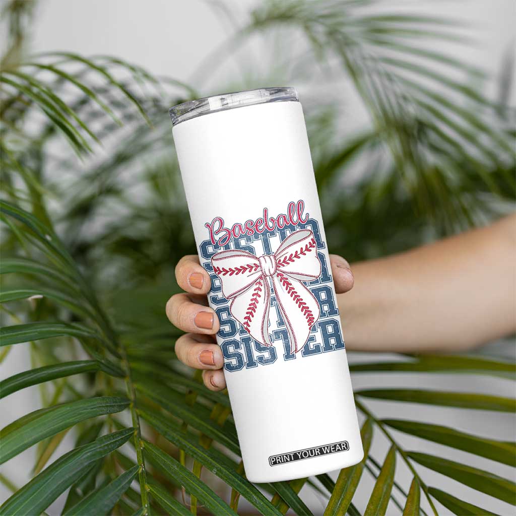Baseball Sister Skinny Tumbler Coquette Bow Biggest Fan Sport Lovers Girl TS10 Print Your Wear