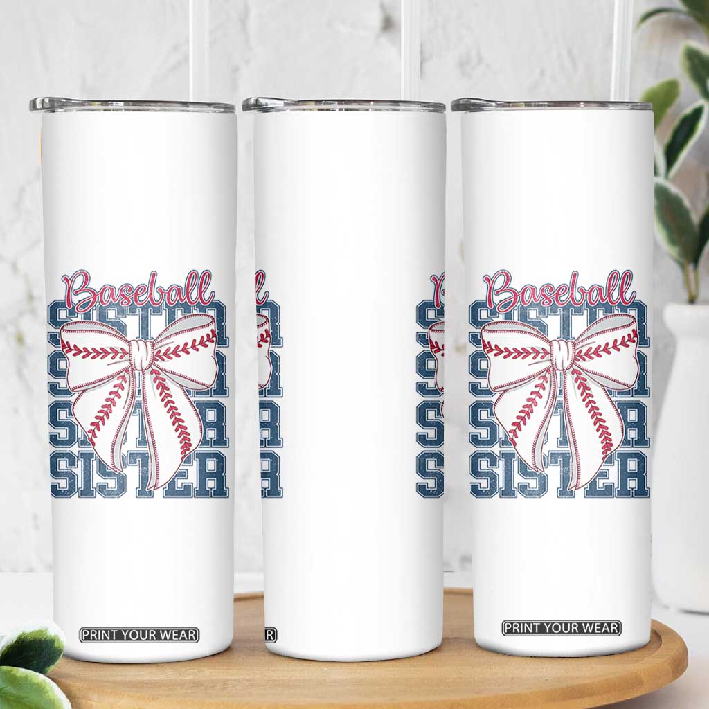 Baseball Sister Skinny Tumbler Coquette Bow Biggest Fan Sport Lovers Girl TS10 Print Your Wear