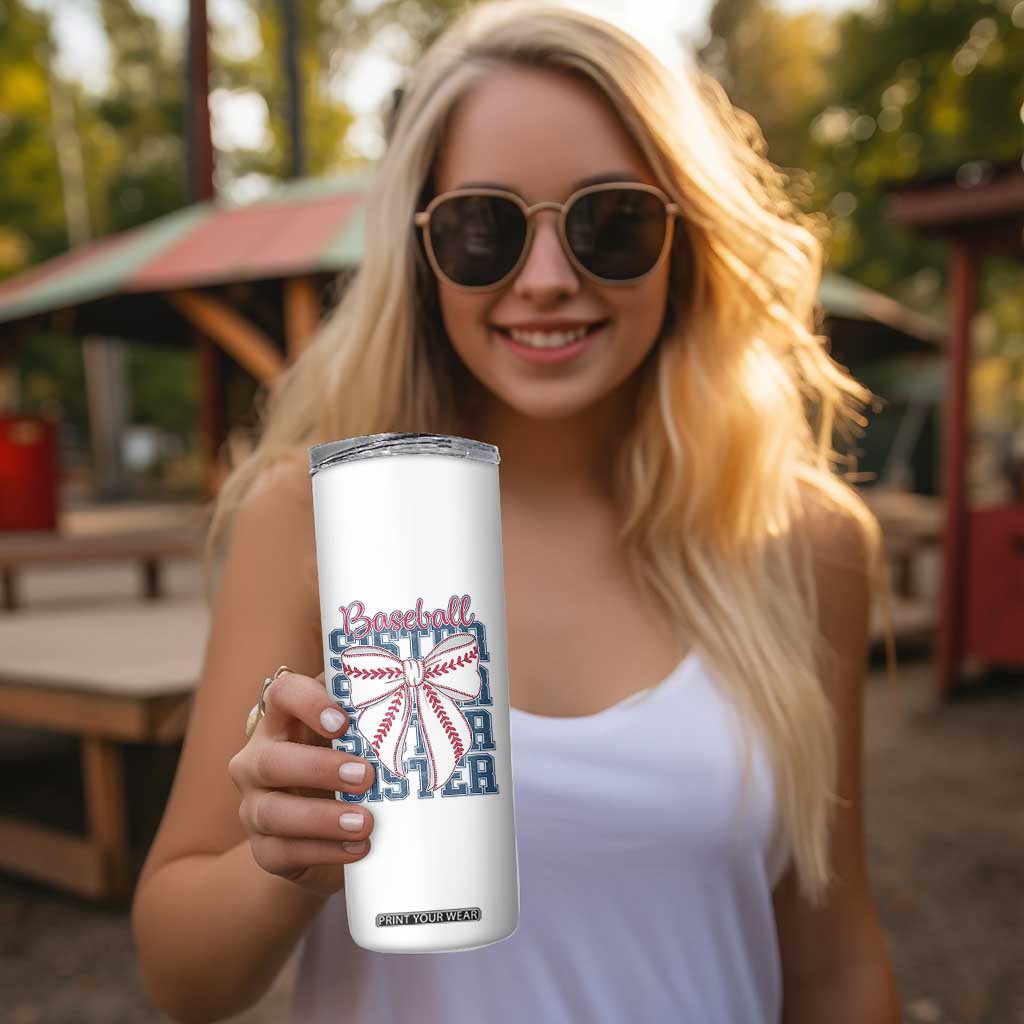 Baseball Sister Skinny Tumbler Coquette Bow Biggest Fan Sport Lovers Girl TS10 Print Your Wear