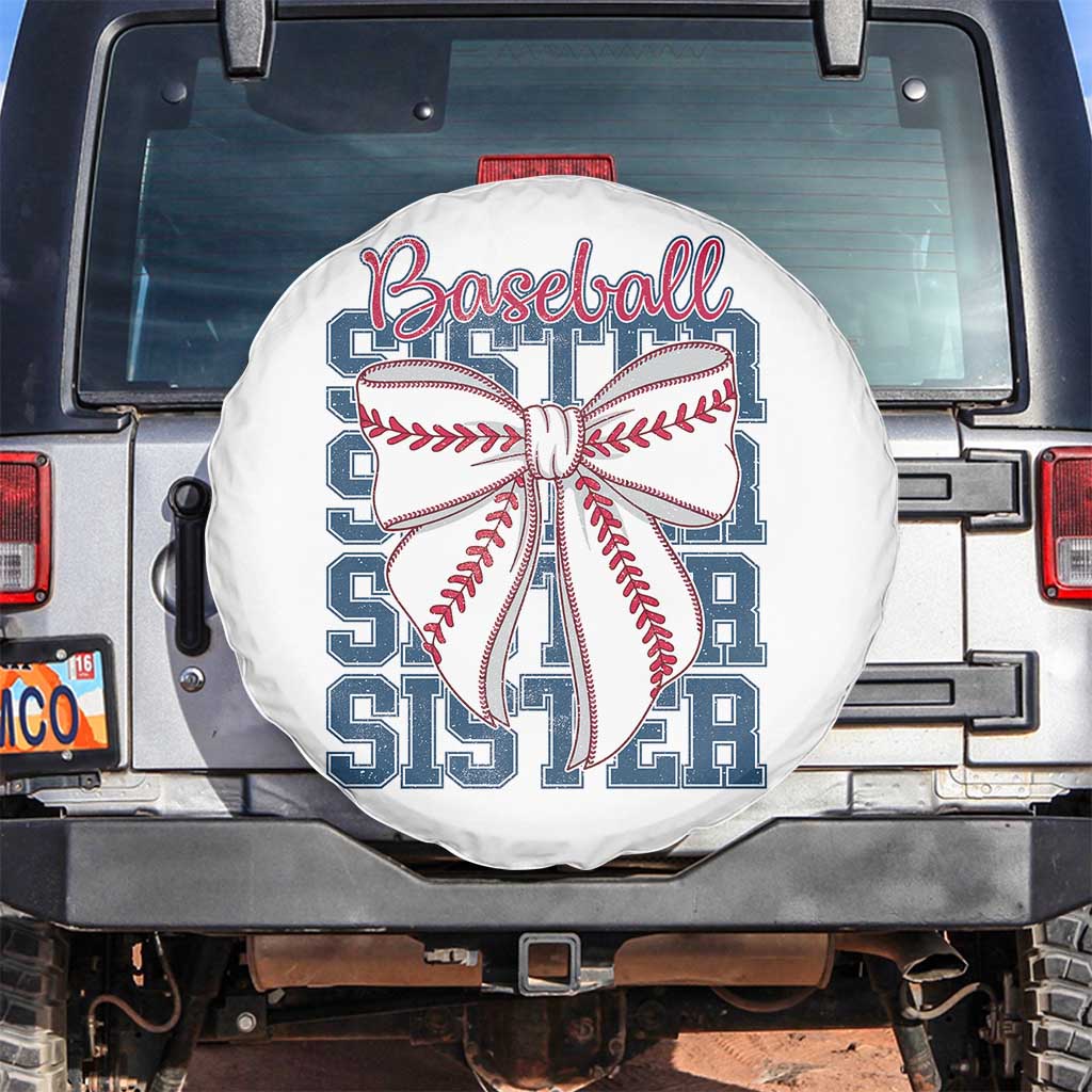 Baseball Sister Spare Tire Cover Coquette Bow Biggest Fan Sport Lovers Girl TS10 No hole White Print Your Wear