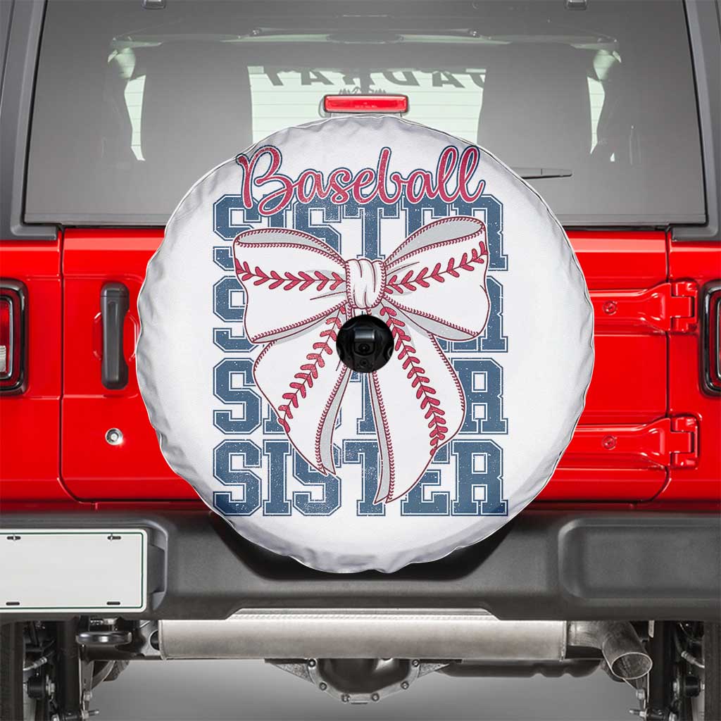 Baseball Sister Spare Tire Cover Coquette Bow Biggest Fan Sport Lovers Girl TS10 White Print Your Wear