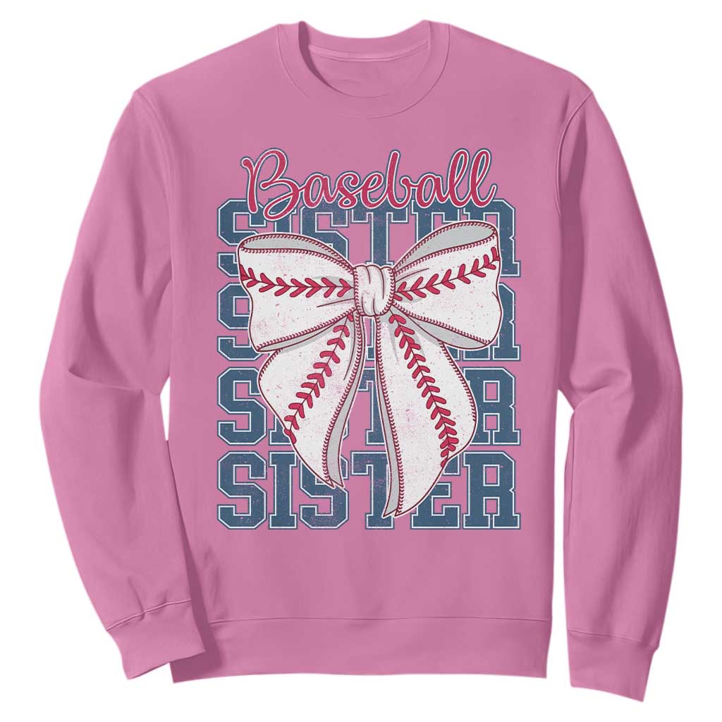 Baseball Sister Sweatshirt Coquette Bow Biggest Fan Sport Lovers Girl TS10 Azalea Print Your Wear