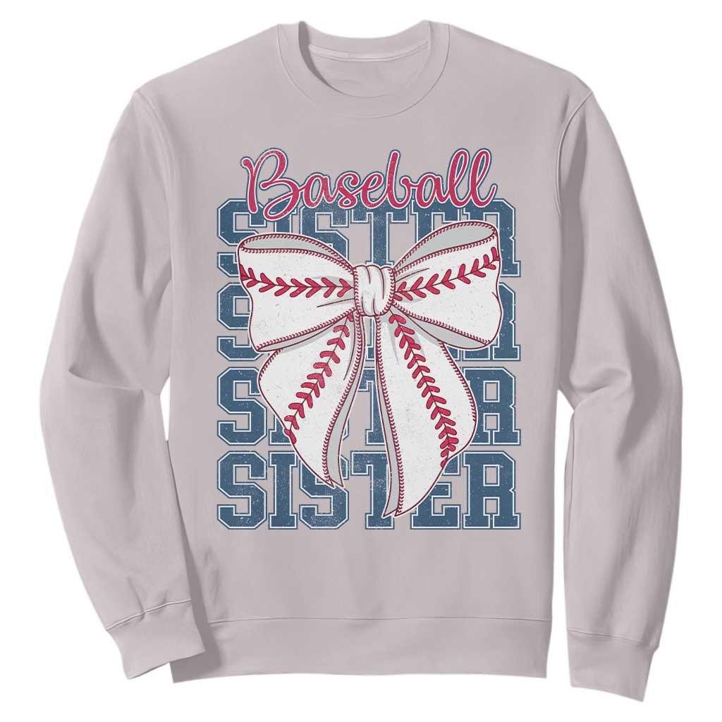 Baseball Sister Sweatshirt Coquette Bow Biggest Fan Sport Lovers Girl TS10 Ice Gray Print Your Wear
