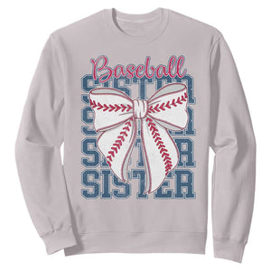 Baseball Sister Sweatshirt Coquette Bow Biggest Fan Sport Lovers Girl TS10 Ice Gray Print Your Wear