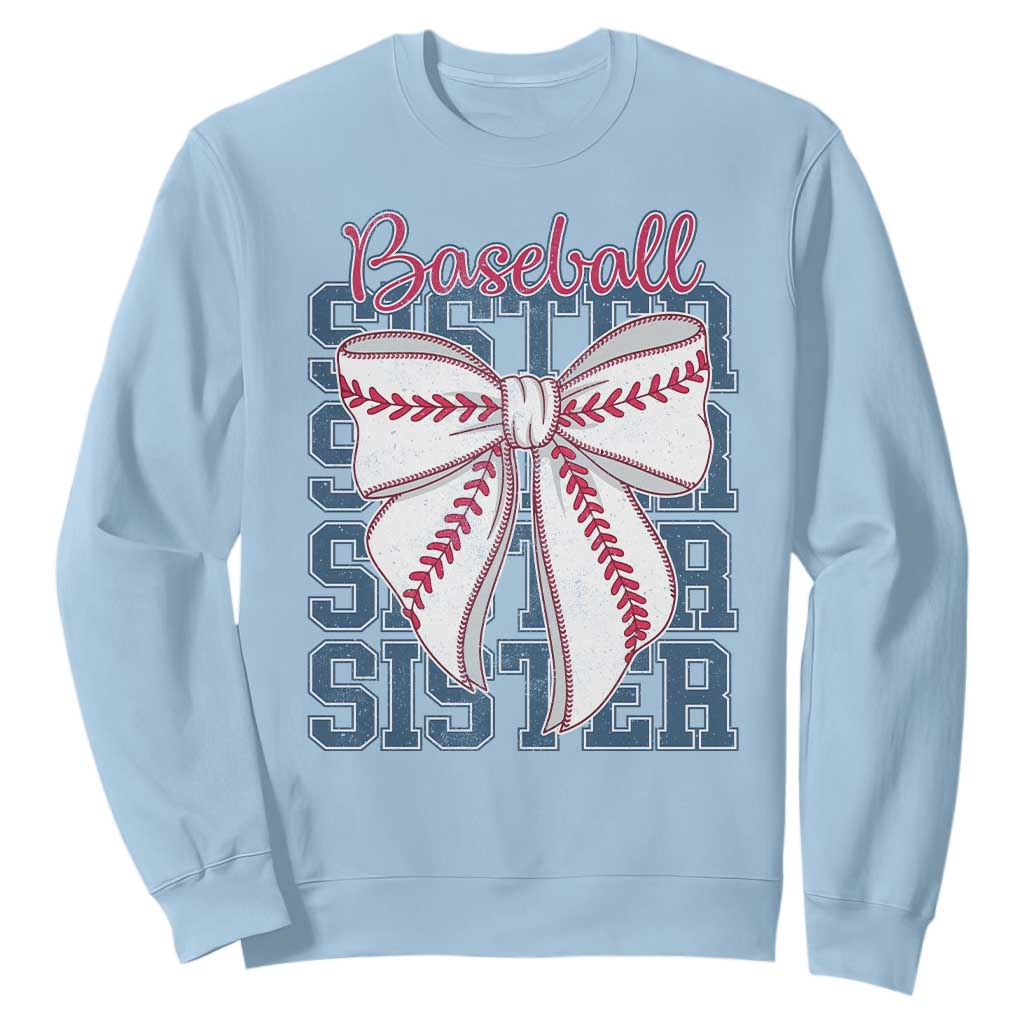 Baseball Sister Sweatshirt Coquette Bow Biggest Fan Sport Lovers Girl TS10 Light Blue Print Your Wear