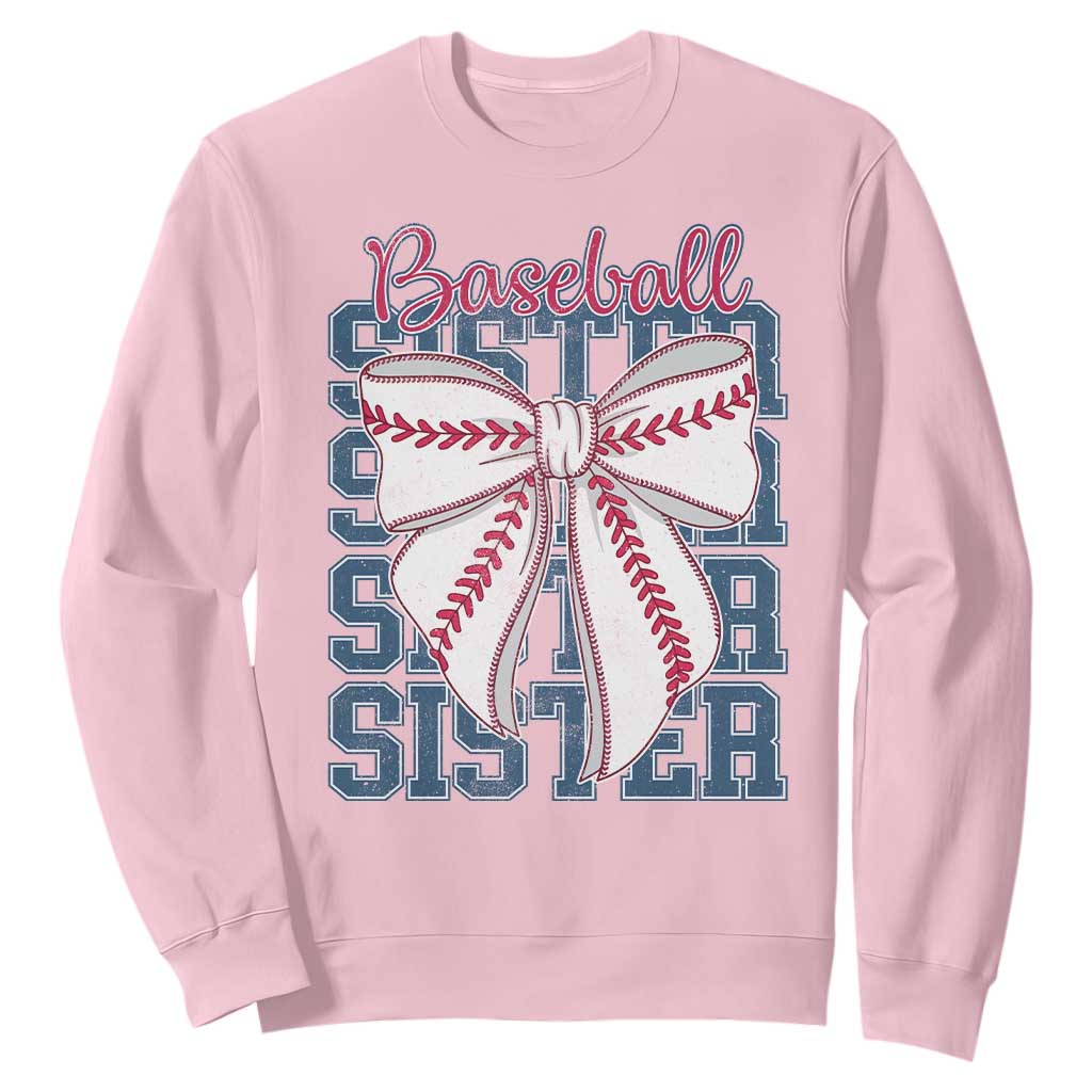Baseball Sister Sweatshirt Coquette Bow Biggest Fan Sport Lovers Girl TS10 Light Pink Print Your Wear