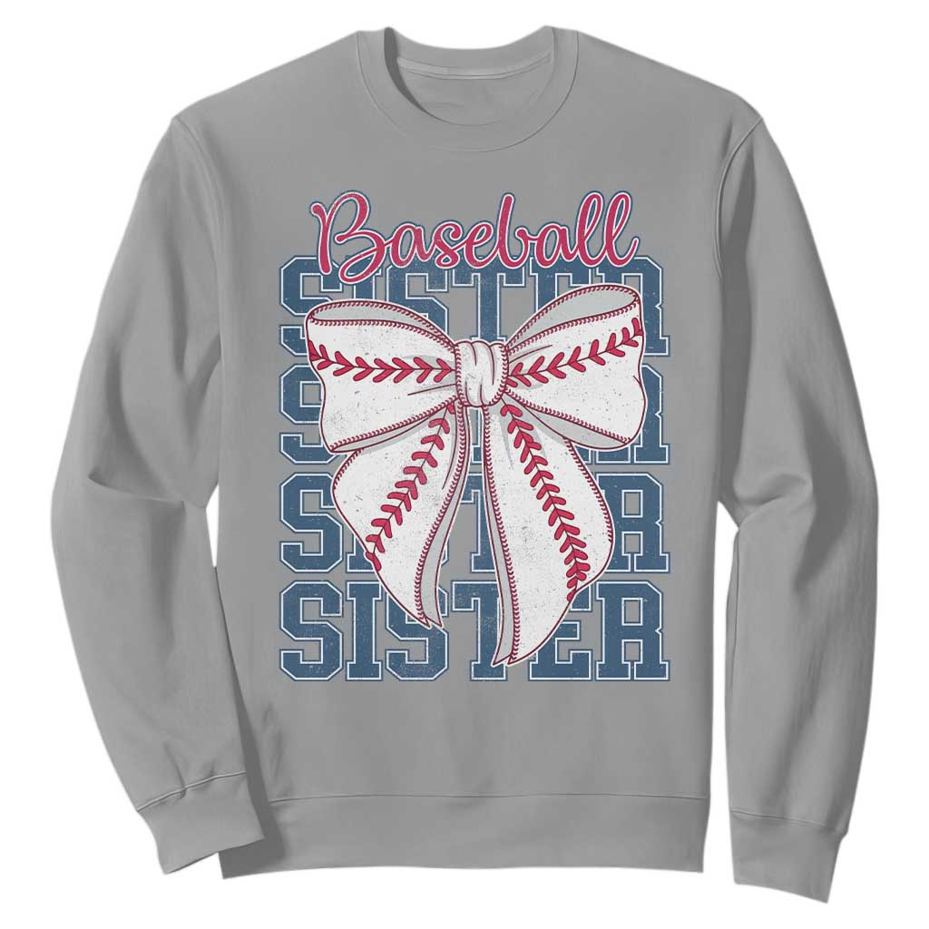 Baseball Sister Sweatshirt Coquette Bow Biggest Fan Sport Lovers Girl TS10 Sport Gray Print Your Wear