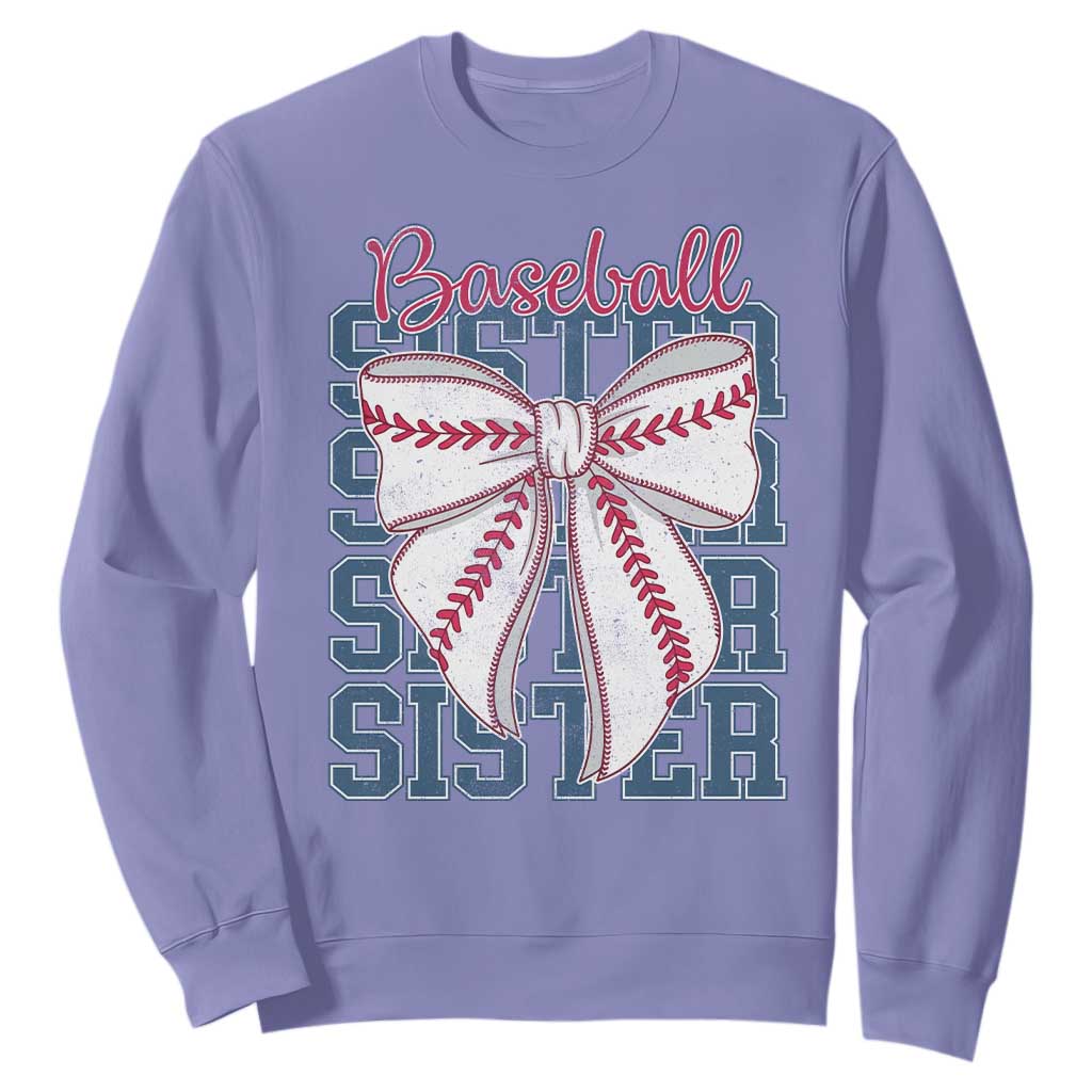Baseball Sister Sweatshirt Coquette Bow Biggest Fan Sport Lovers Girl TS10 Violet Print Your Wear