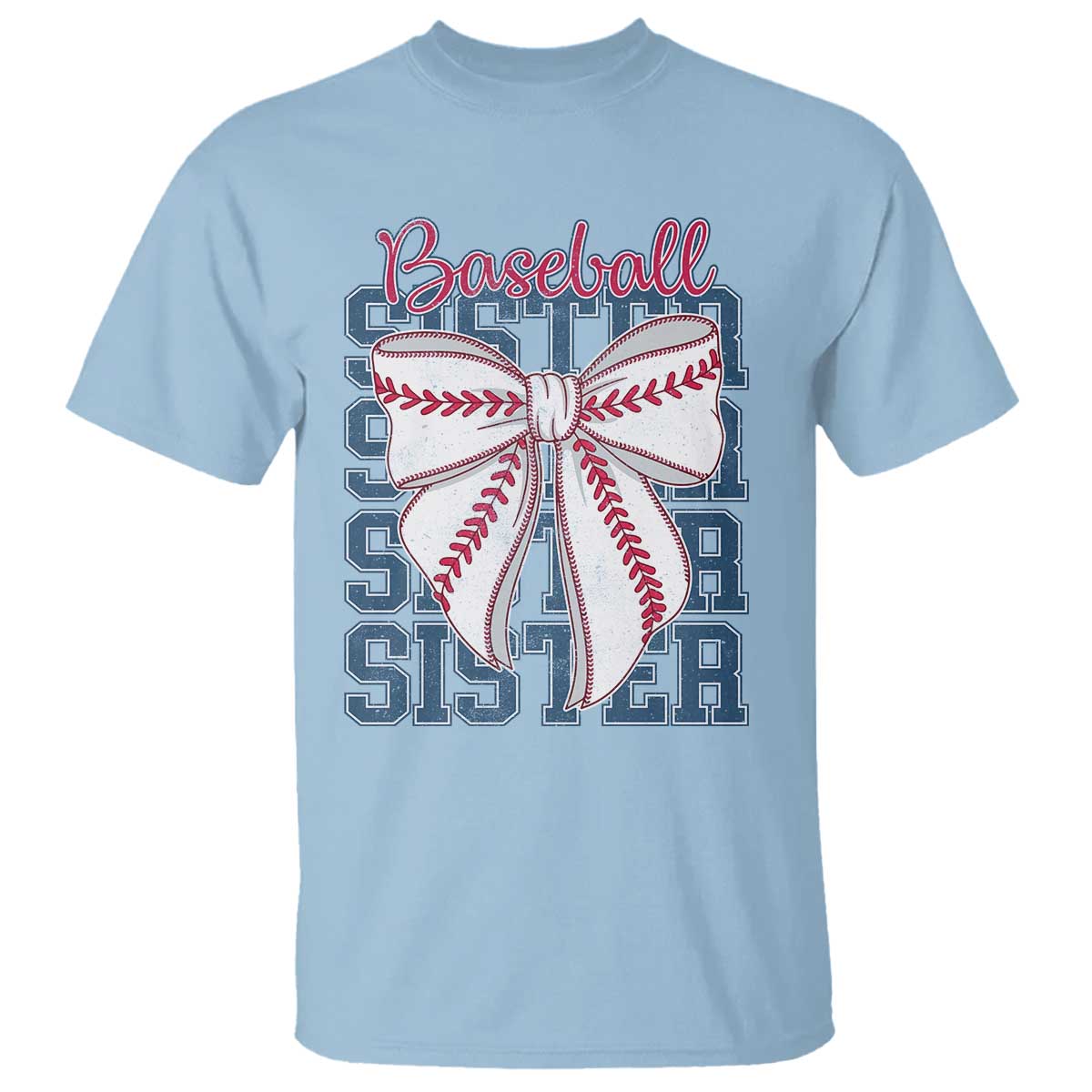 Baseball Sister T Shirt Coquette Bow Biggest Fan Sport Lovers Girl TS10 Light Blue Print Your Wear