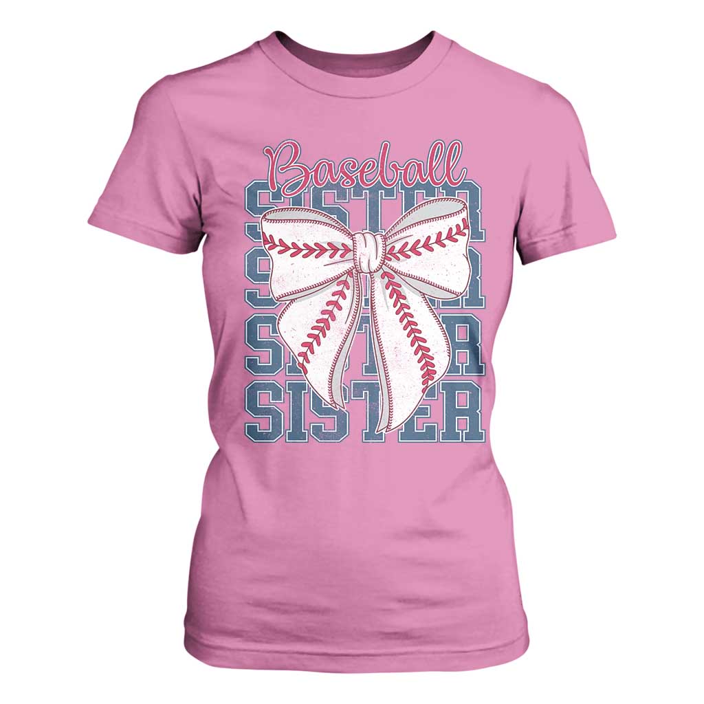 Baseball Sister T Shirt For Women Coquette Bow Biggest Fan Sport Lovers Girl TS10 Azalea Print Your Wear