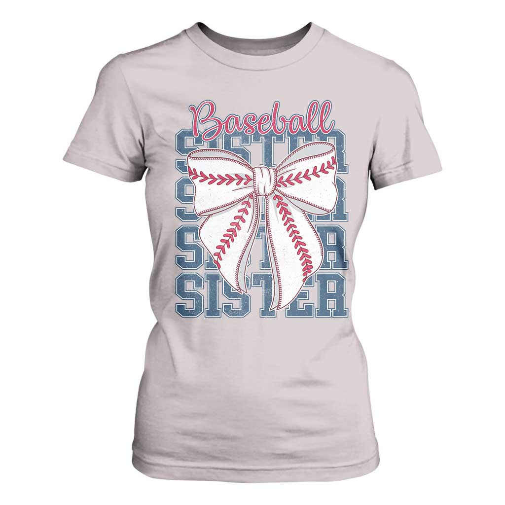 Baseball Sister T Shirt For Women Coquette Bow Biggest Fan Sport Lovers Girl TS10 Ice Gray Print Your Wear