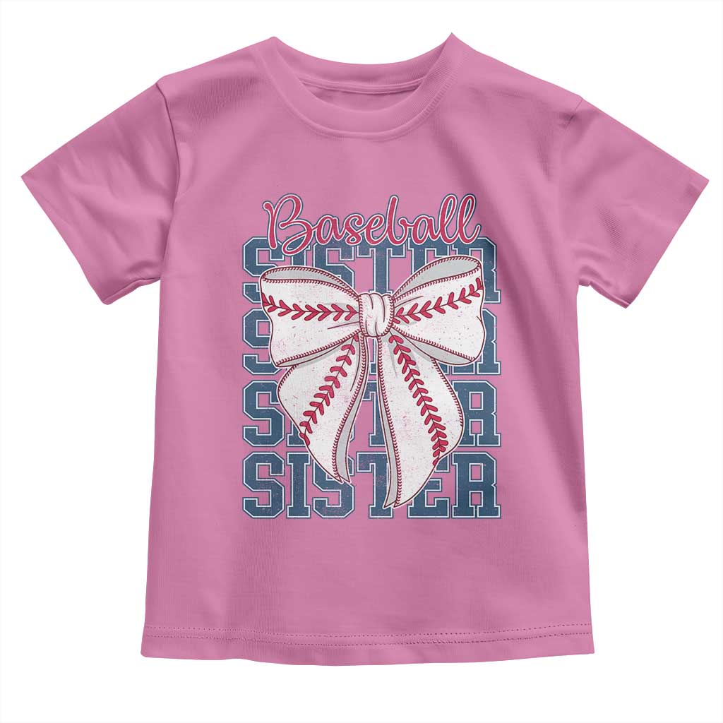 Baseball Sister Toddler T Shirt Coquette Bow Biggest Fan Sport Lovers Girl TS10 Azalea Print Your Wear