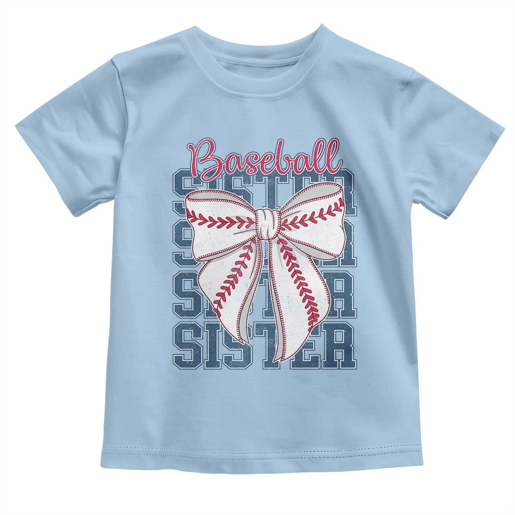 Baseball Sister Toddler T Shirt Coquette Bow Biggest Fan Sport Lovers Girl TS10 Light Blue Print Your Wear