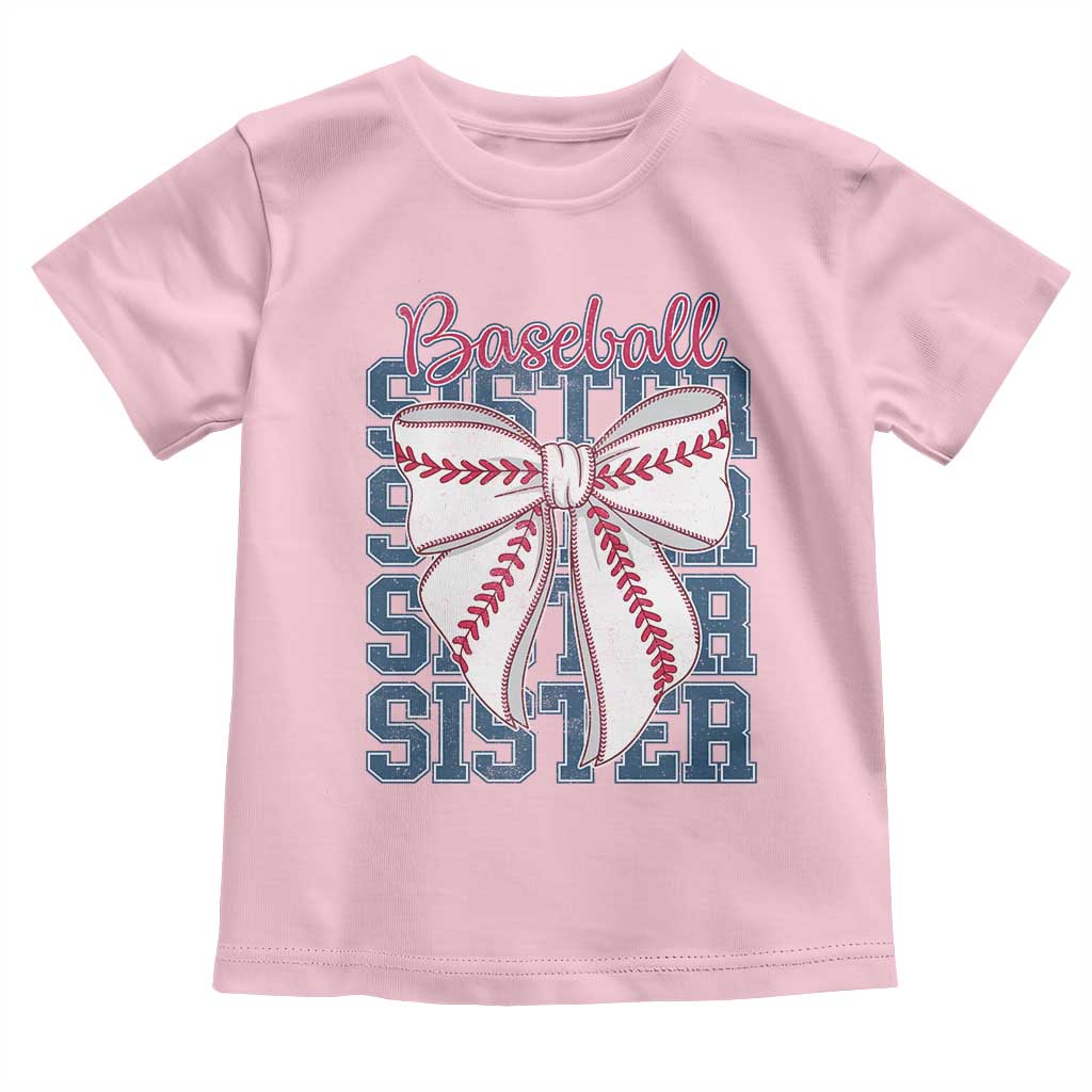 Baseball Sister Toddler T Shirt Coquette Bow Biggest Fan Sport Lovers Girl TS10 Light Pink Print Your Wear