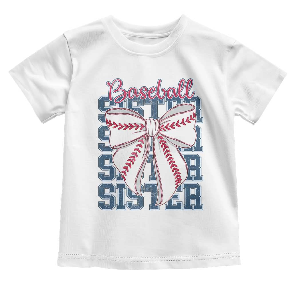 Baseball Sister Toddler T Shirt Coquette Bow Biggest Fan Sport Lovers Girl TS10 White Print Your Wear
