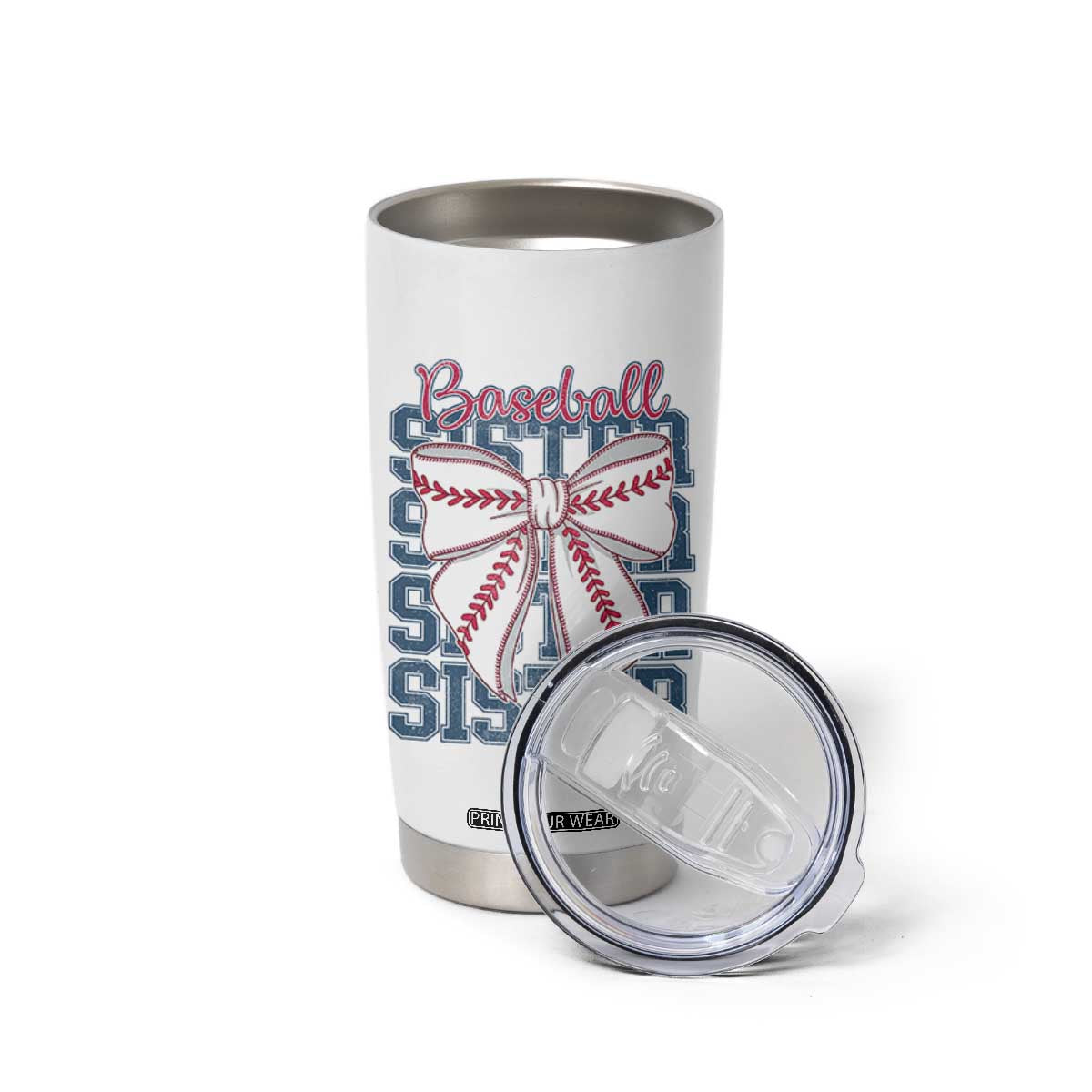 Baseball Sister Tumbler Cup Coquette Bow Biggest Fan Sport Lovers Girl TS10 Print Your Wear
