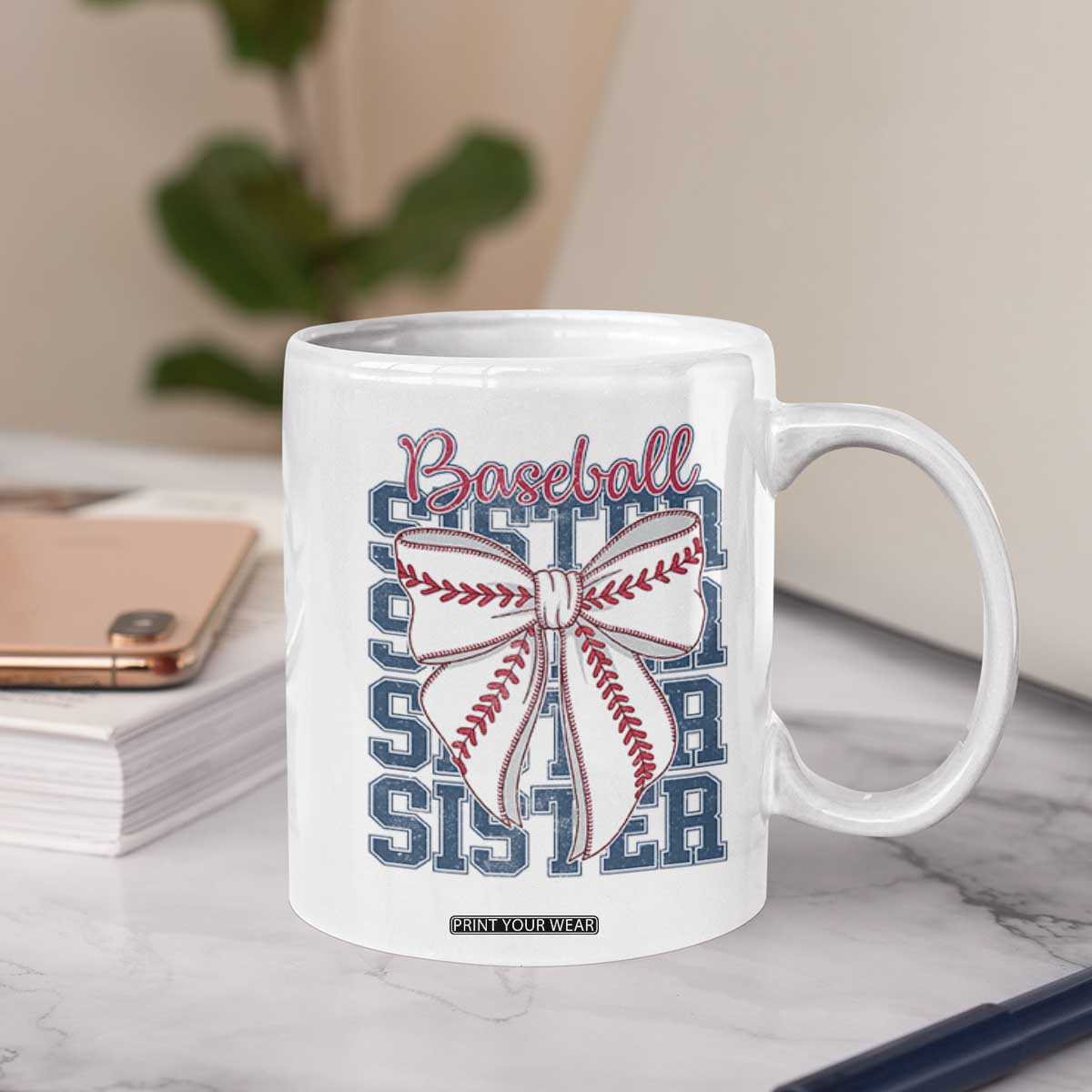 Baseball Sister Coffee Mug Coquette Bow Biggest Fan Sport Lovers Girl TS10 Print Your Wear