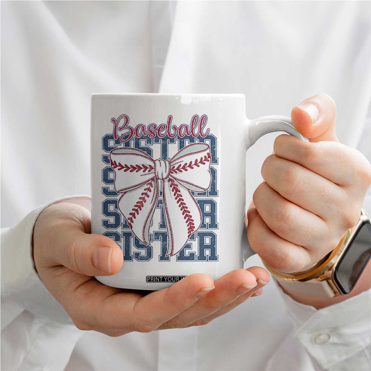 Baseball Sister Coffee Mug Coquette Bow Biggest Fan Sport Lovers Girl TS10 Print Your Wear