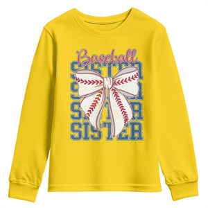 Baseball Sister Youth Sweatshirt Coquette Bow Biggest Fan Sport Lovers Girl TS10 Daisy Print Your Wear