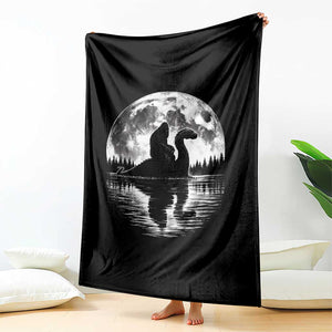 Funny Bigfoot Loch Ness Monster Throw Blanket Retro Sasquatch Nessie Funny Cryptid Moon TS10 Print Your Wear