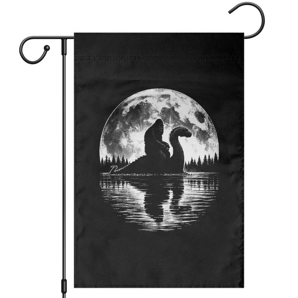 Funny Bigfoot Loch Ness Monster Garden Flag Retro Sasquatch Nessie Funny Cryptid Moon TS10 Black Print Your Wear