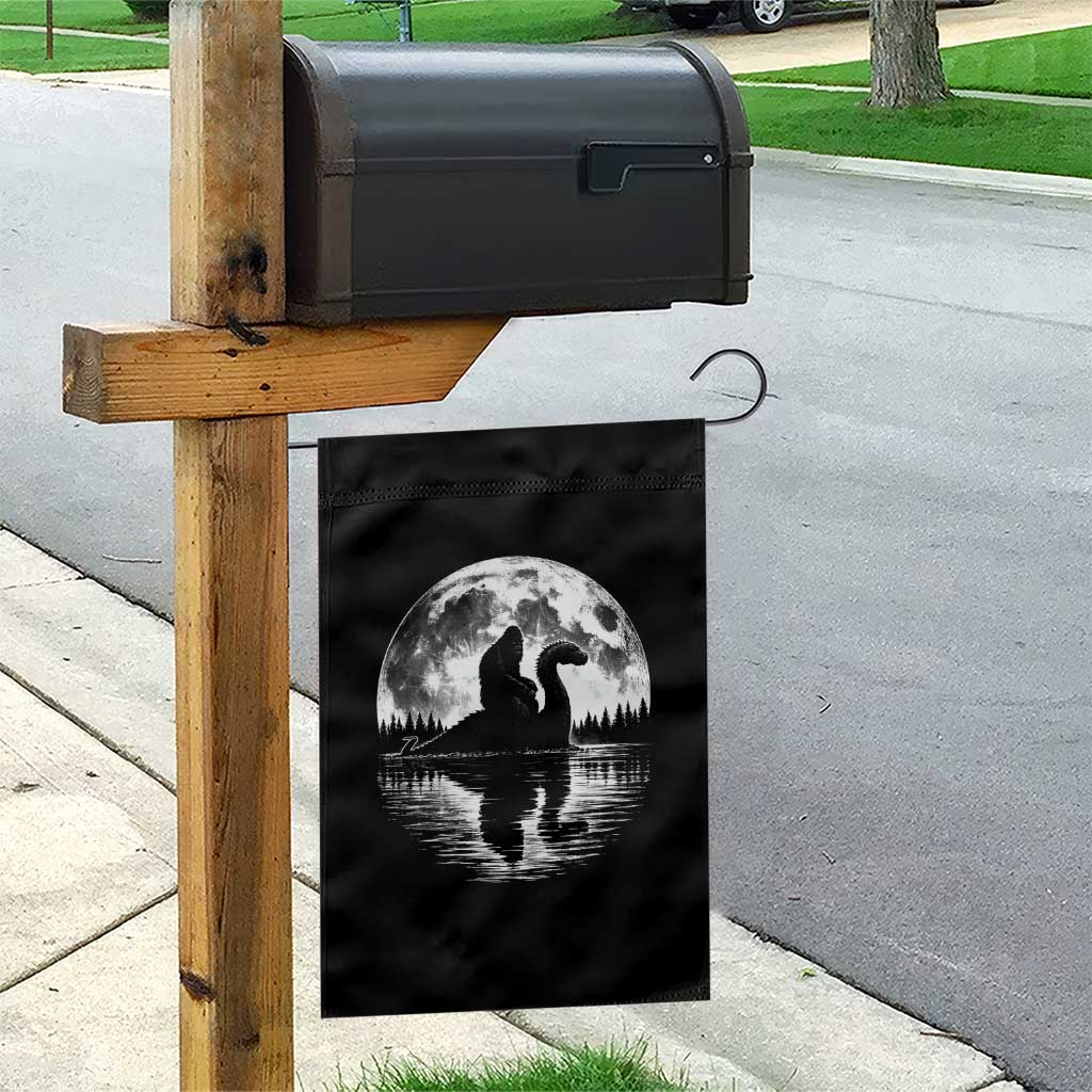 Funny Bigfoot Loch Ness Monster Garden Flag Retro Sasquatch Nessie Funny Cryptid Moon TS10 Print Your Wear