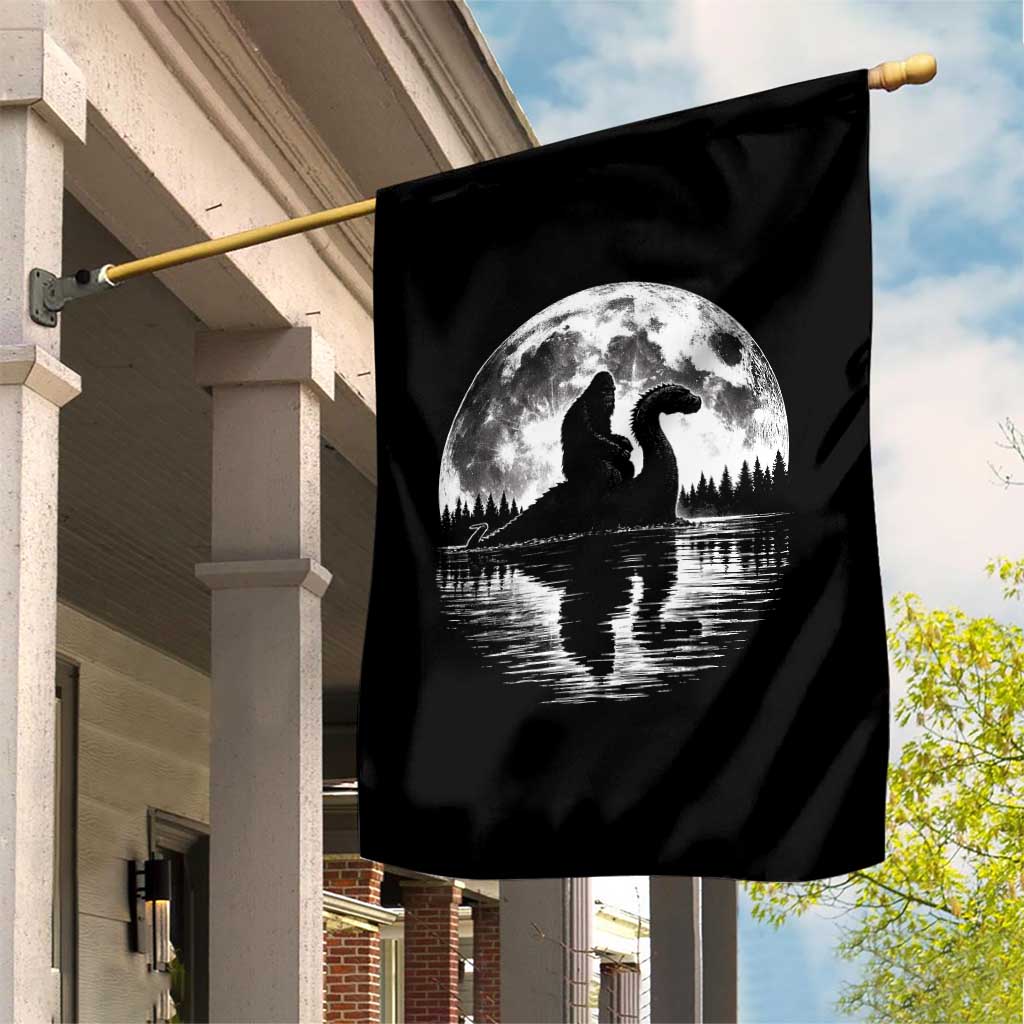 Funny Bigfoot Loch Ness Monster Garden Flag Retro Sasquatch Nessie Funny Cryptid Moon TS10 Print Your Wear