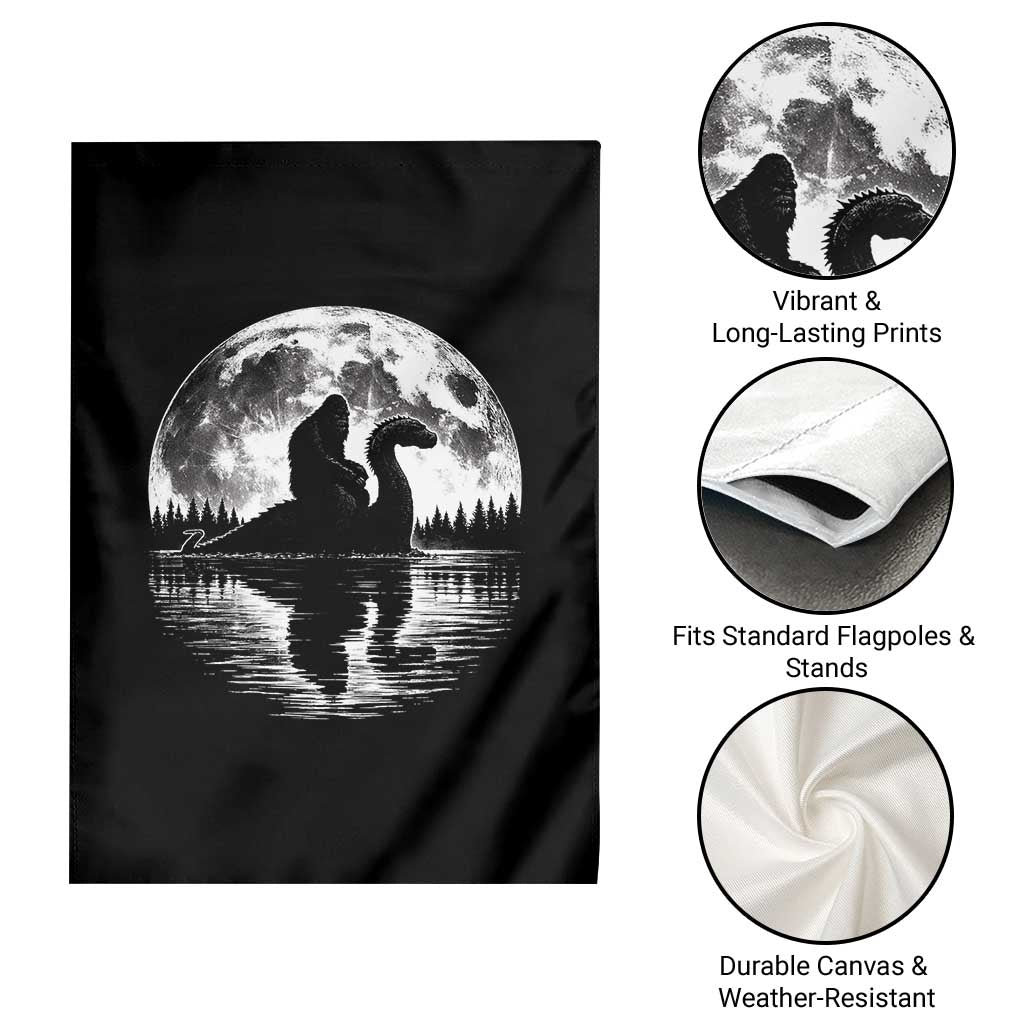 Funny Bigfoot Loch Ness Monster Garden Flag Retro Sasquatch Nessie Funny Cryptid Moon TS10 Print Your Wear