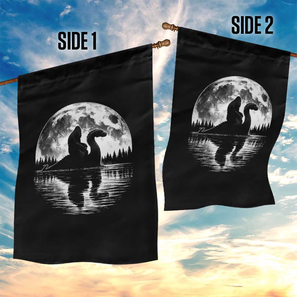 Funny Bigfoot Loch Ness Monster Garden Flag Retro Sasquatch Nessie Funny Cryptid Moon TS10 Print Your Wear