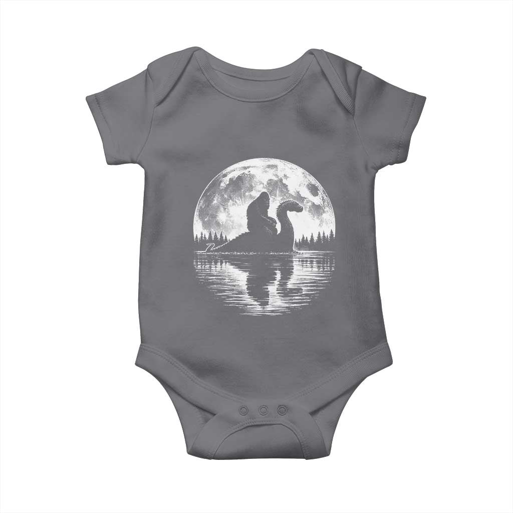 Funny Bigfoot Loch Ness Monster Baby Onesie Retro Sasquatch Nessie Funny Cryptid Moon TS10 Charcoal Print Your Wear