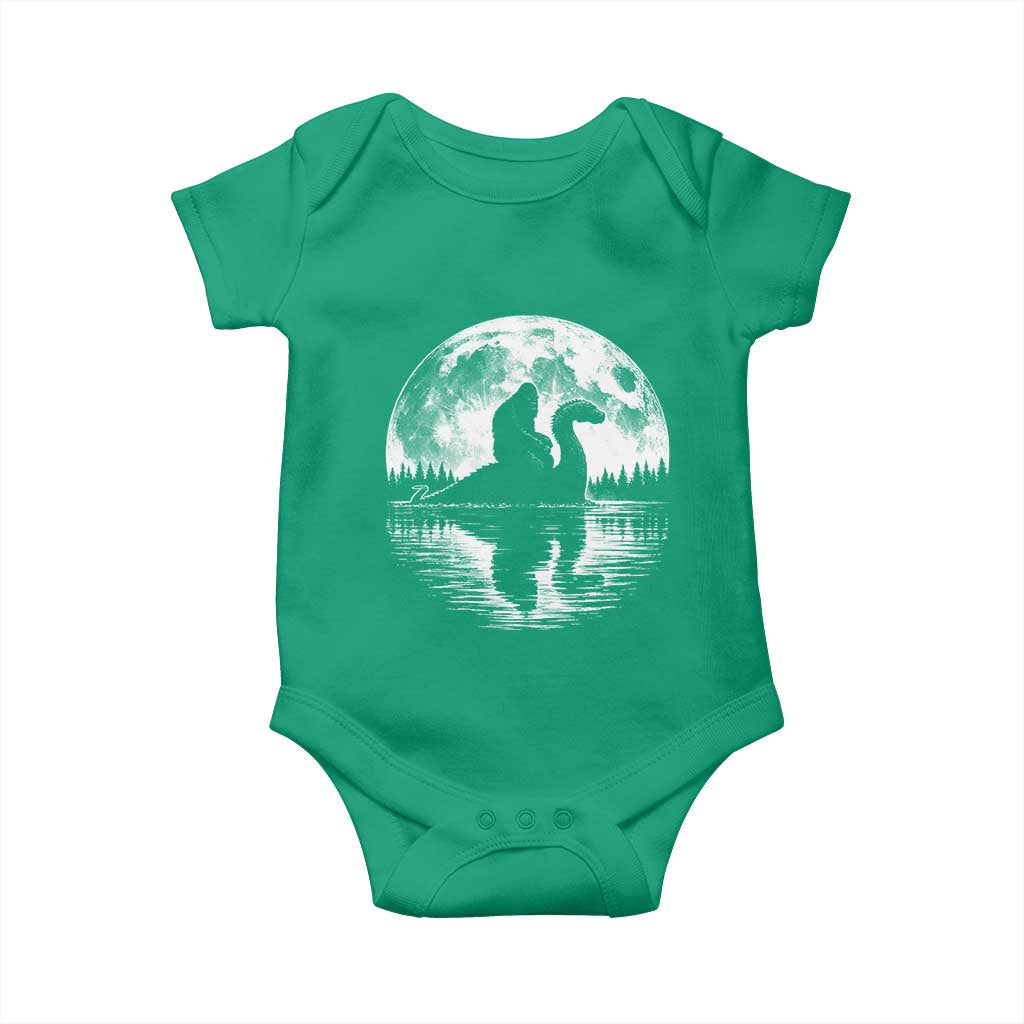 Funny Bigfoot Loch Ness Monster Baby Onesie Retro Sasquatch Nessie Funny Cryptid Moon TS10 Irish Green Print Your Wear