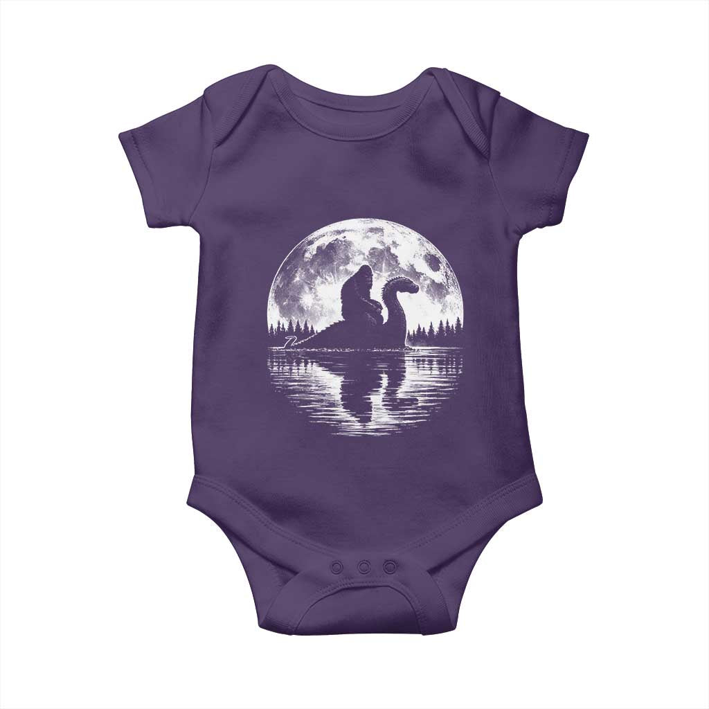 Funny Bigfoot Loch Ness Monster Baby Onesie Retro Sasquatch Nessie Funny Cryptid Moon TS10 Purple Print Your Wear