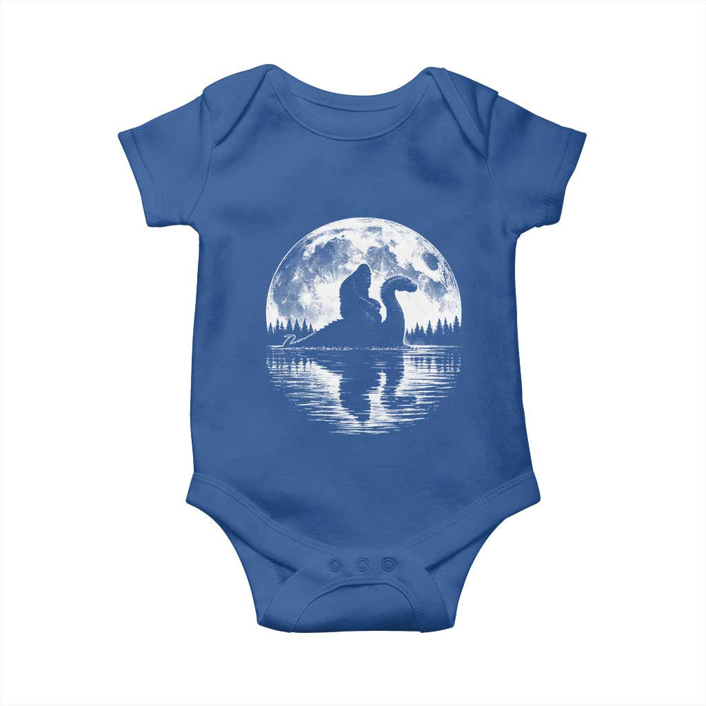 Funny Bigfoot Loch Ness Monster Baby Onesie Retro Sasquatch Nessie Funny Cryptid Moon TS10 Royal Blue Print Your Wear