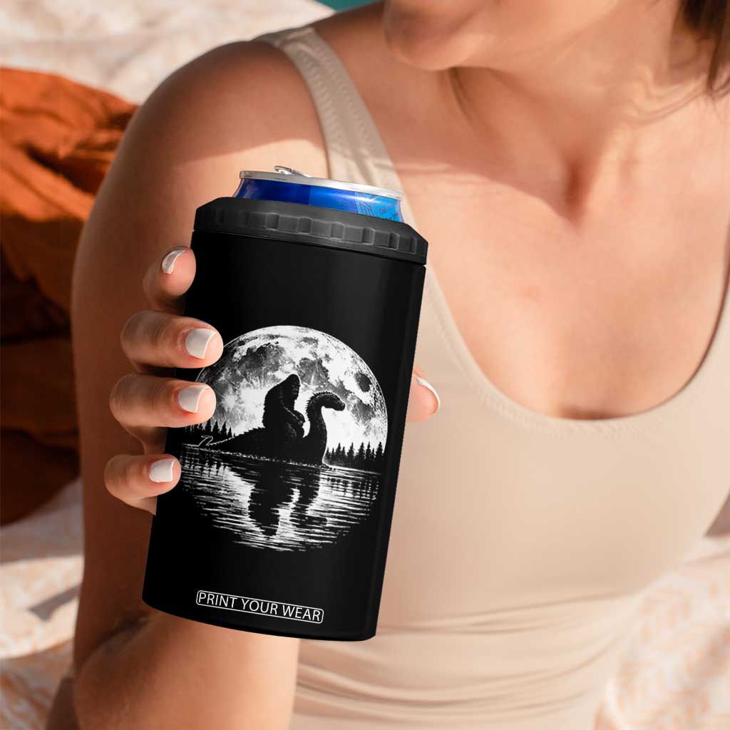 Funny Bigfoot Loch Ness Monster 4 in 1 Can Cooler Tumbler Retro Sasquatch Nessie Funny Cryptid Moon TS10 Print Your Wear