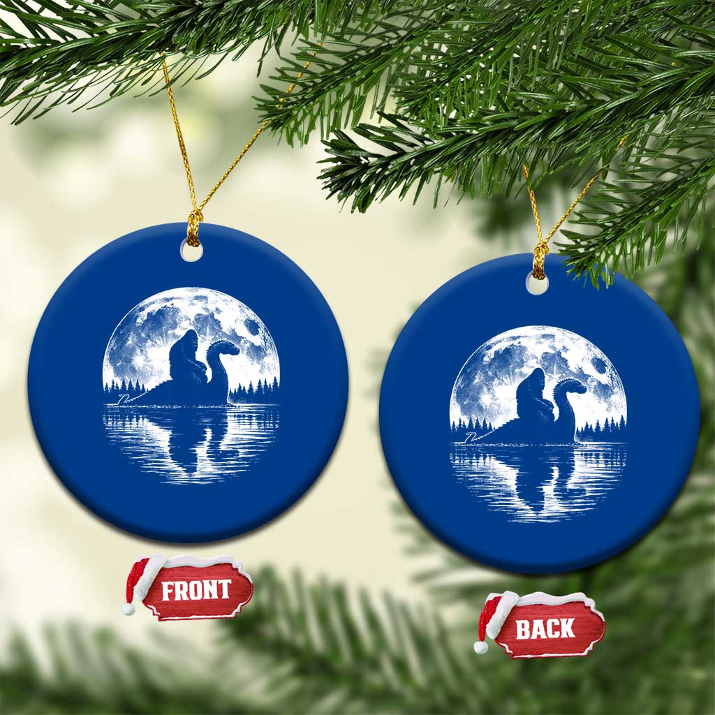 Funny Bigfoot Loch Ness Monster Ceramic Ornament Retro Sasquatch Nessie Funny Cryptid Moon TS10 1pc Blue Print Your Wear