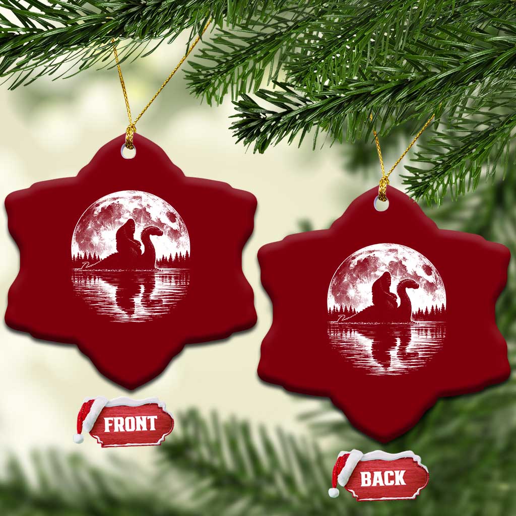 Funny Bigfoot Loch Ness Monster Ceramic Ornament Retro Sasquatch Nessie Funny Cryptid Moon TS10 Print Your Wear