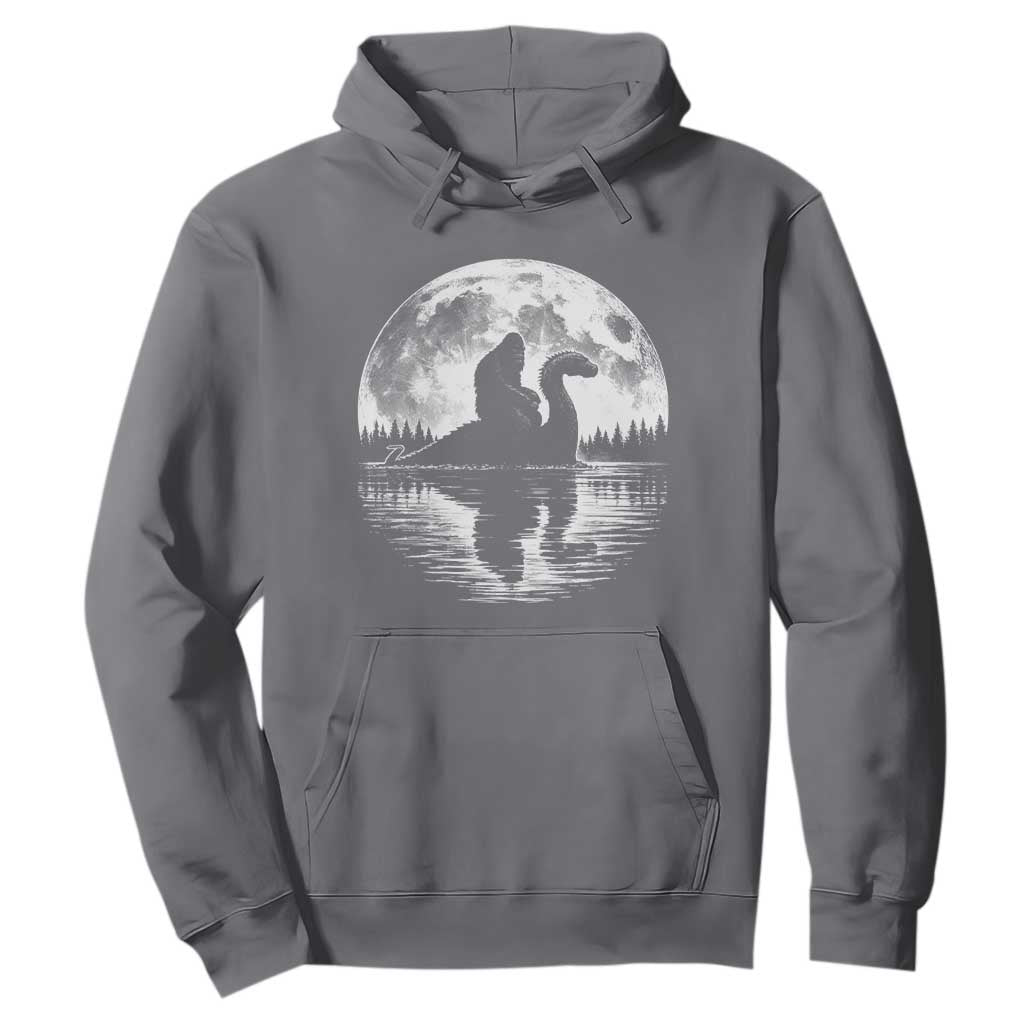 Funny Bigfoot Loch Ness Monster Hoodie Retro Sasquatch Nessie Funny Cryptid Moon TS10 Charcoal Print Your Wear