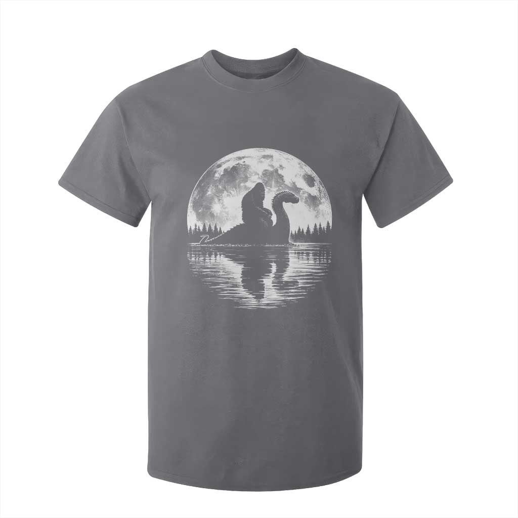 Funny Bigfoot Loch Ness Monster T Shirt For Kid Retro Sasquatch Nessie Funny Cryptid Moon TS10 Charcoal Print Your Wear